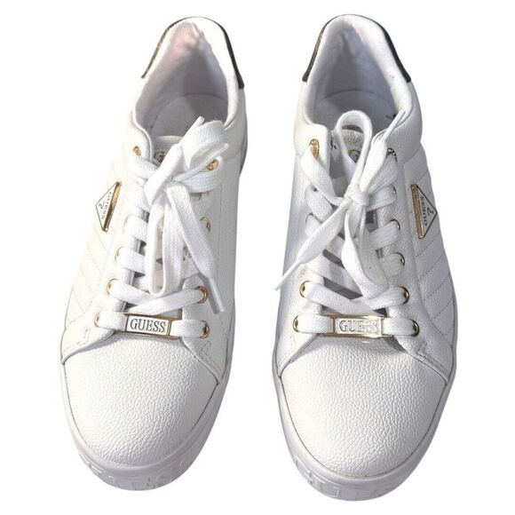 GUESS Womens Renzy Sneaker white with gold accent size‎ US 9 - Picture 2 of 5